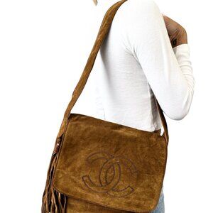 CHANEL Vintage CC Mark Logo Crossbody Shoulder Bag 2way Bag Fringe [106365]